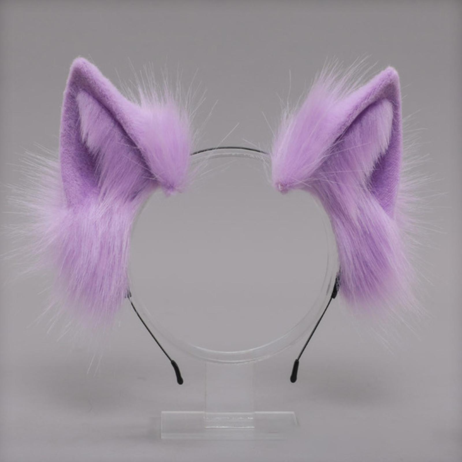 

Имитация плюшевых ушей животного, повязка на голову, милый ручной работы, хвост, хвост, косплей, набор хвостов One Size фиолетовый