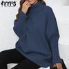 Women's Fashion Casual Fall Winter Solid Color Print Long Sleeve High Neck Sweaters