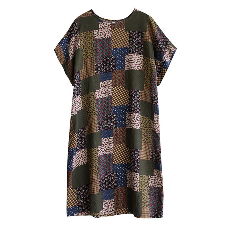 

XITAO Geometric Print O-neck Dress ZMY1129 One Size зелёный