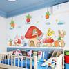 Mushroom House and Rabbit Wall Stickers for Kindergarten Classroom Decoration Kids Nursery Room Peel and Stick Removable Wall Decals