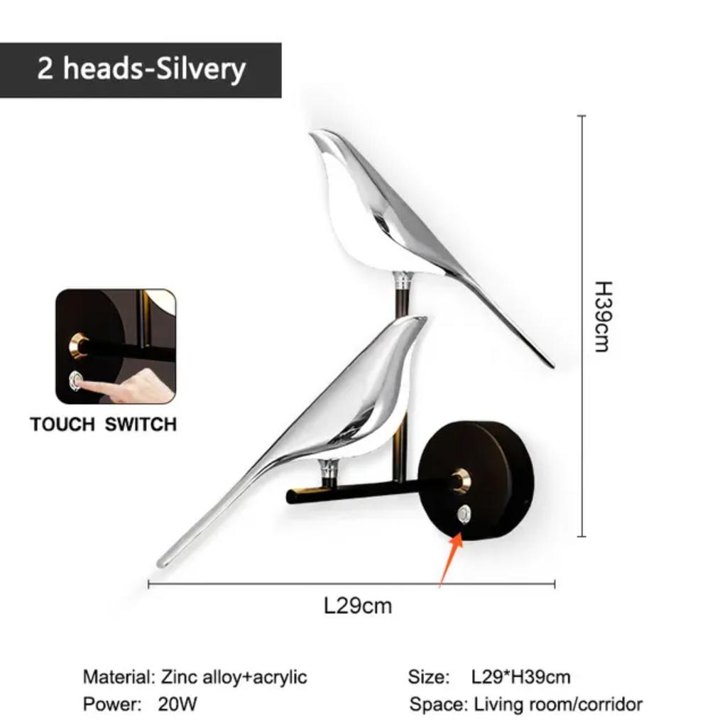 New Magpie Bird LED Wall Lamp Bedside Bedroom Rotation Indoor Wall Light Sconce AC85-265V