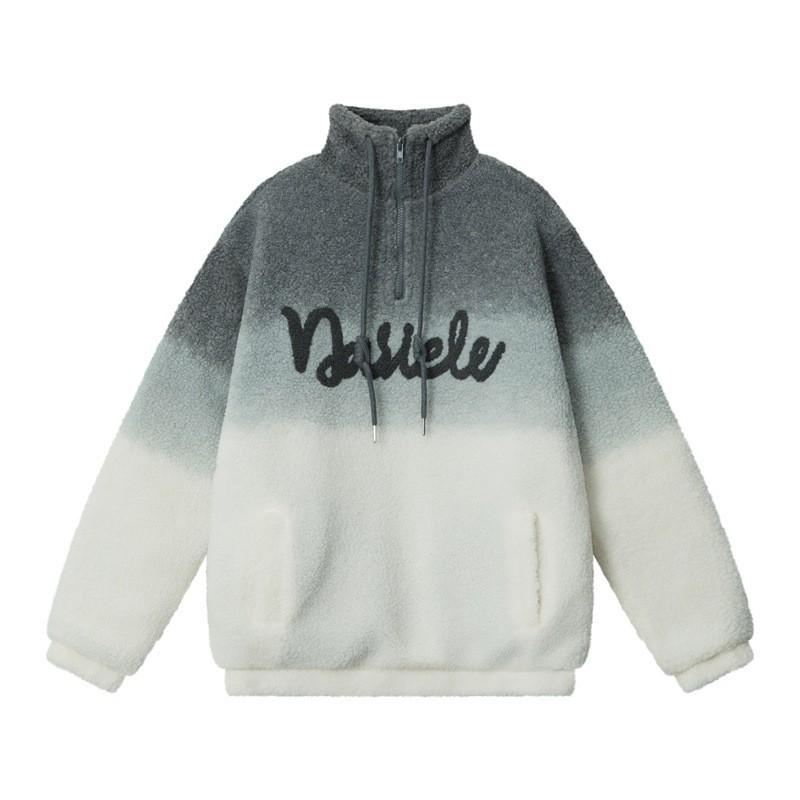HeyHenry Gradient Fleece Sweatshirt Couple Thick Casual Loose Top Teens