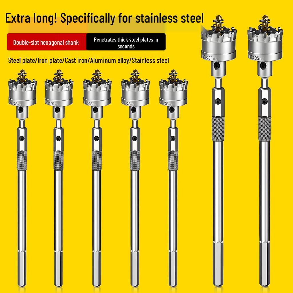 Dane Stainless Steel Extended Hex Shank Hole Saw Drill Bit for Metal Plates