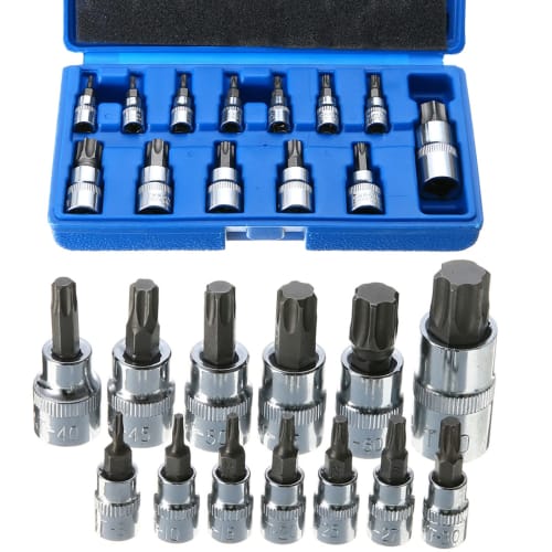 YFFSFDC 13-Piece Torx Bit Socket Set, Includes Drive, Star, Flower, and Recessed Torx Socket Wrenches (T8-T70)