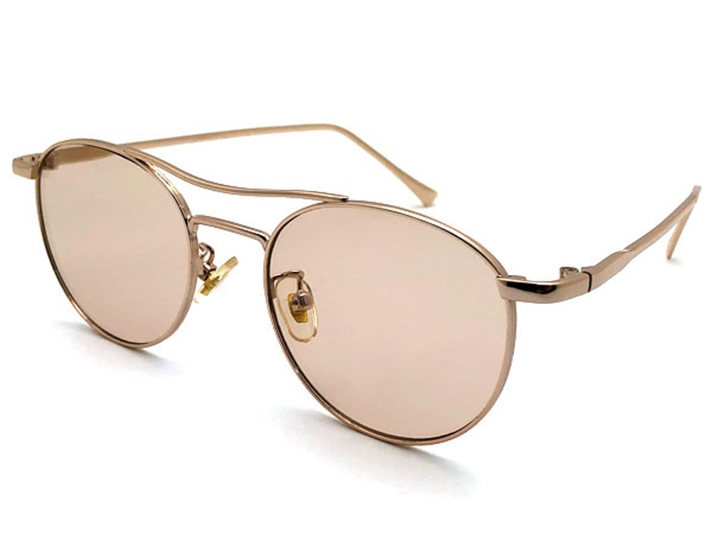 [SPEED ADDICT] W BRIDGE BOSLLINGTON SUNGLASSES (Double Bridge Boston Sunglasses) GOLD × LIGHT BROWN