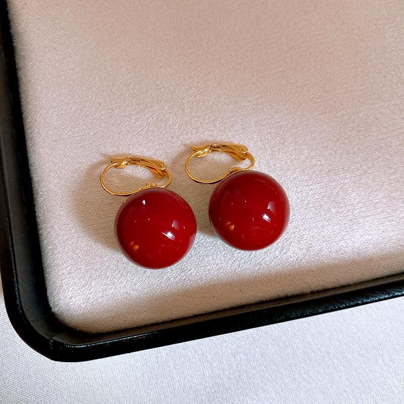 2024 Exquisite High-End Retro Silver Needle Red Heart Flower Earrings for Women