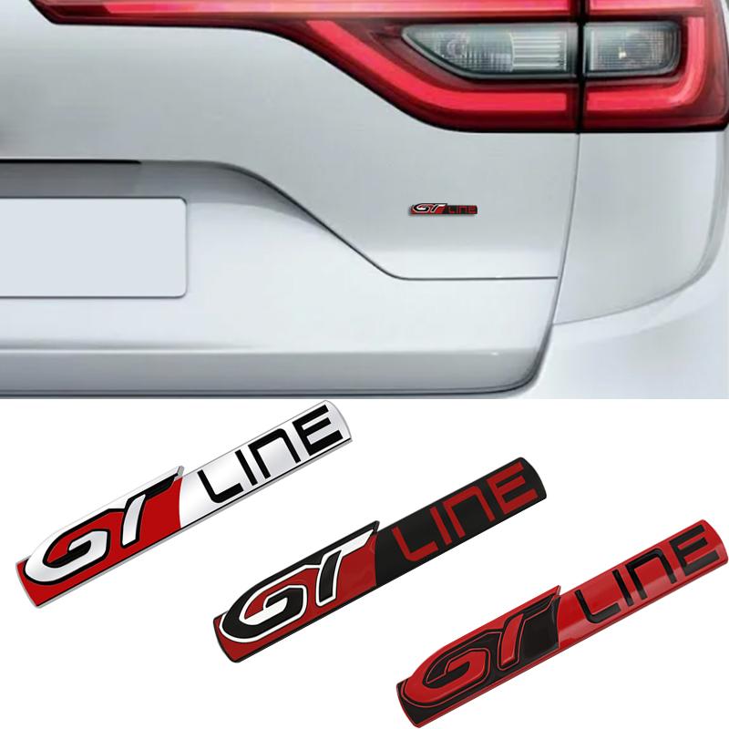 VZQR9 Metal 3D Badge GT LINE Logo Car Rear Trunk Body Sticker Emblem For Peugeot 206 307 308 3008 207 208 407 508 2008 5008 107 106