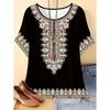2026 Trend Summer Ethnic Graphic Print T-Shirt Round Neck Comfortable Short Sleeve Tshirt Oversized Tees Tops Women's Clothing