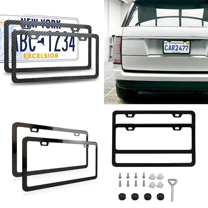 Universal American License Number Plate Bracket Frame Stainless Steel Metal with Standard Screw Exterior Accessories
