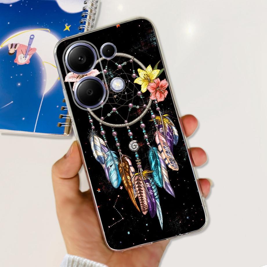 For Xiaomi Redmi Note 13 Pro 4G / 5G Back Case SOFT Slim TPU Silicone Flower Butterfly Colorful Bumper Funda For Note13 Pro Capa
