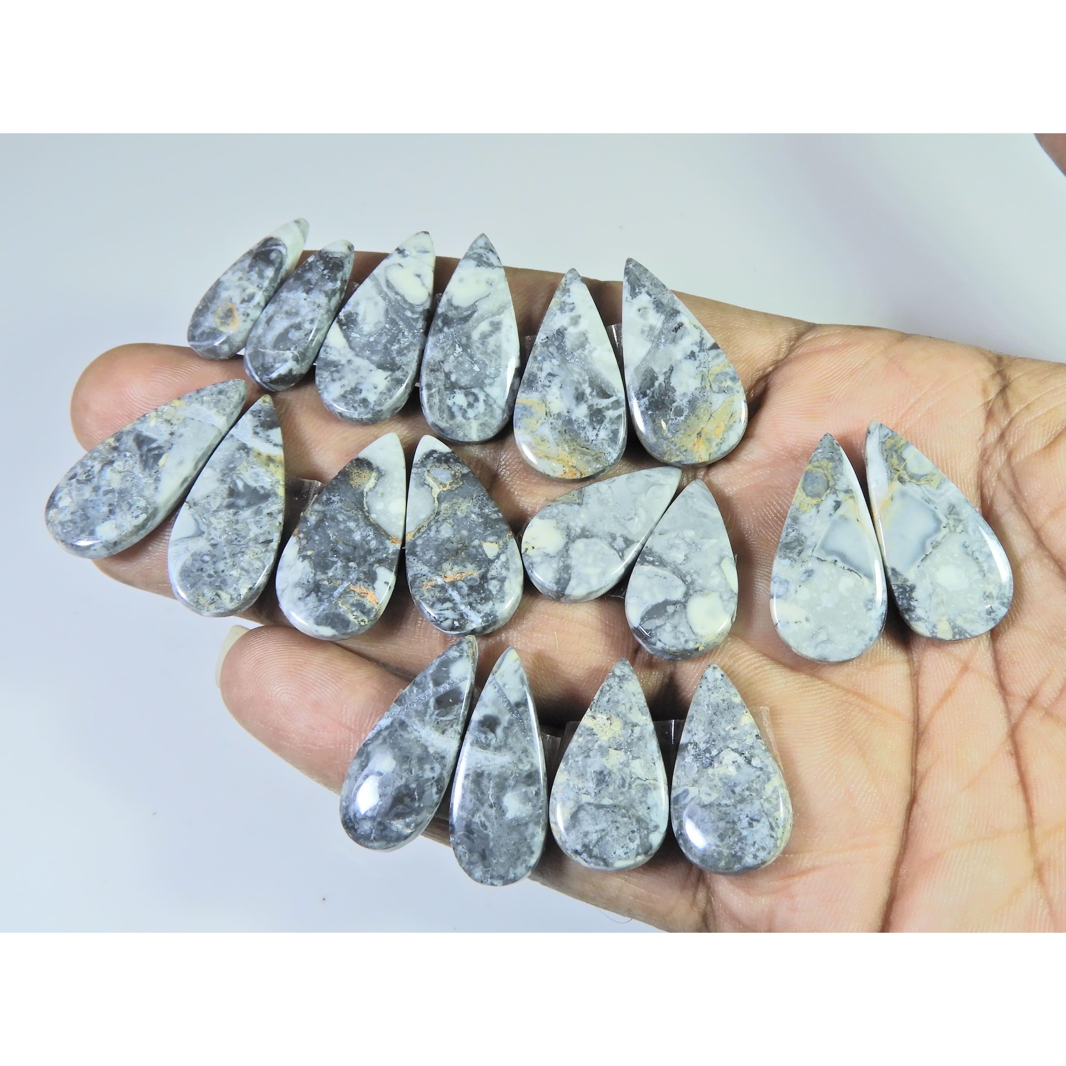 

219Cts. Natural Malingano Jasper Pair Pear Cabochon Gemstone 9 Pair Lot C-363