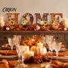 Rustic Autumn Decorations 4PCS Wooden HOME Sign, with Wood Grain Texture Wall Decor, Split Flexible Letter Decor Design Style Hanging for Thanksgiving