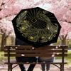 1pc Peacock Feather Automatic Folding Umbrella 8 Rib Iron Frame,  Suitable for Travel, Daily Use, Birthday, Women & Men Gift C1231048