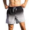 Men Beach Shorts Gradient Contrast Color Drawstring Elastic Waist Casual Daily Wear Pockets Thin Knee Length Summer Shorts Men V