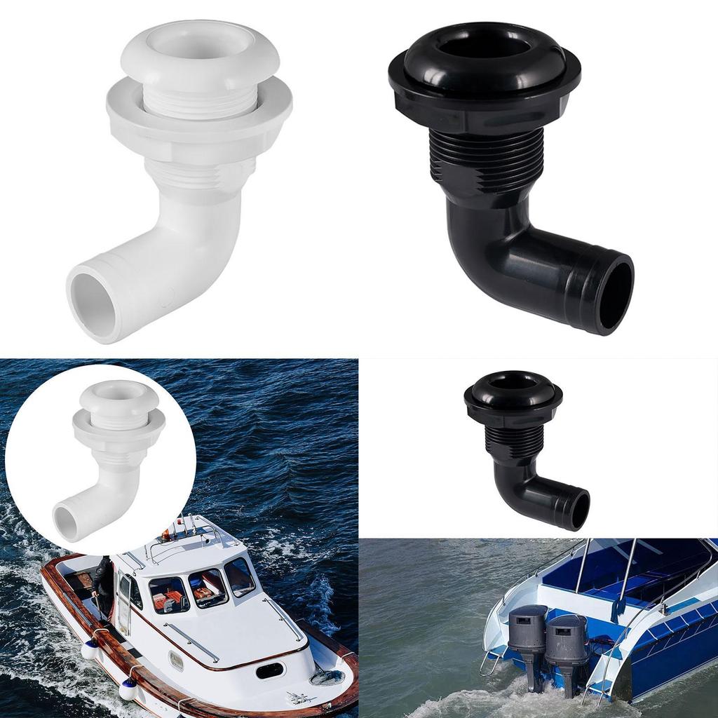 Universal ABS Water Bilge Sewage Outlet 90 Degree Drainage Deck Hose Connector for Marine Boat RV Plumbing System