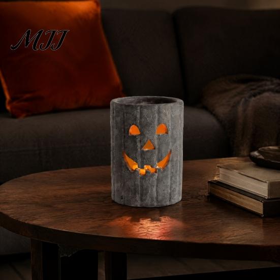 Vintage Style Pumpkin Light Bases Halloween Candle Holder, Resin Hollow Candlestick, Country Decorative Candlestick for LED Lamps Lantern