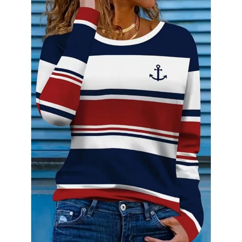 

Women s T-Shirts Floral Graphic Plants Elegant Fashion Tees Long Sleeve T-shirts V-Neck Regular Tops XL