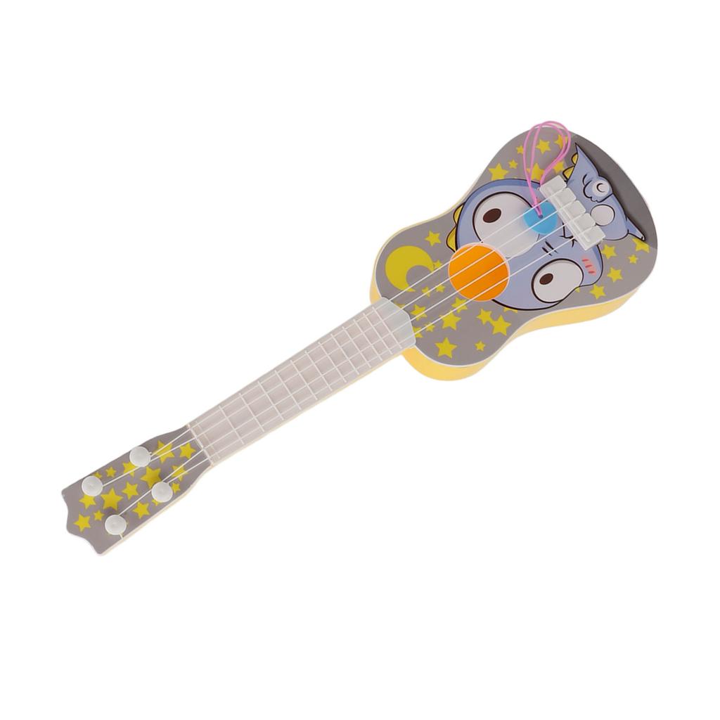 Simulation Ukulele Instrument Toy Cartoon 4 Adjustable Strings Portable Musical Ukulele Guitar Toy