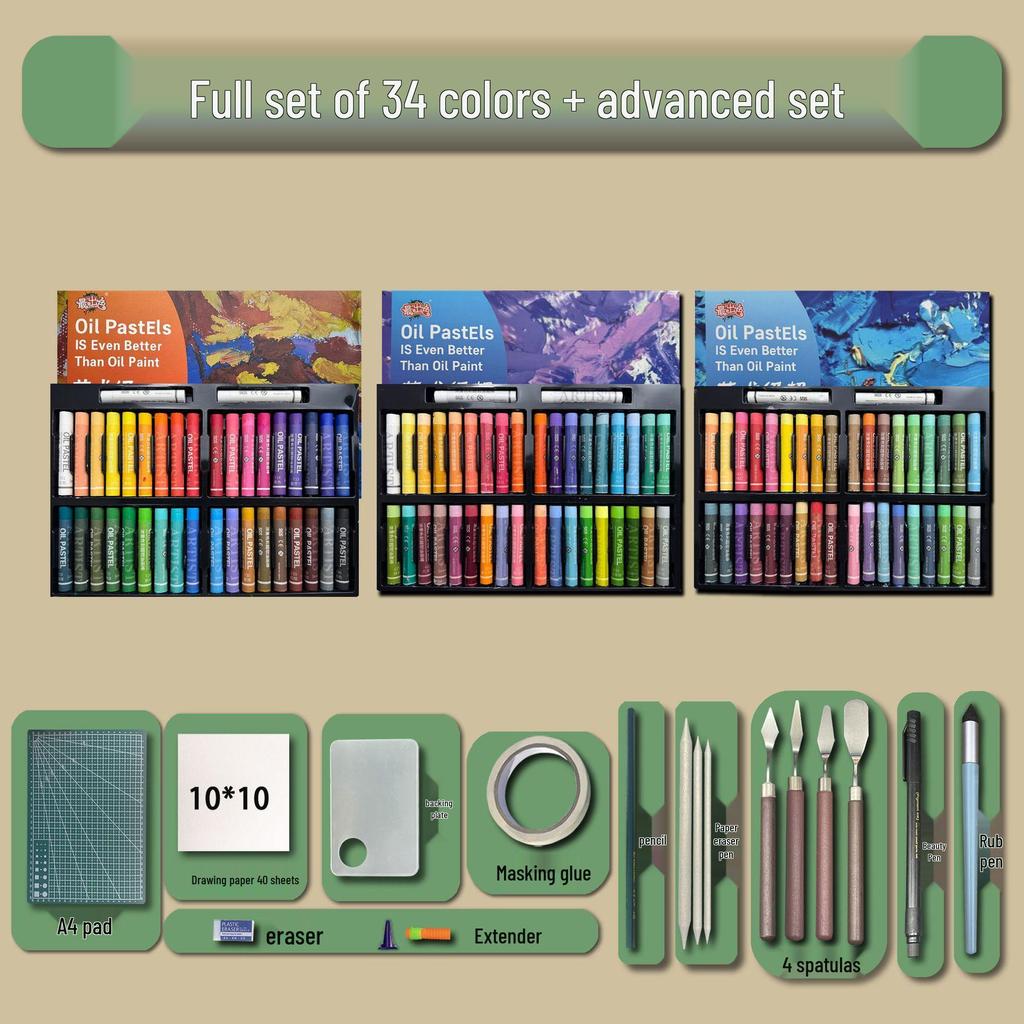 48-Color Super Soft Oil Pastels Set with Scraper - Child's Painting Kit