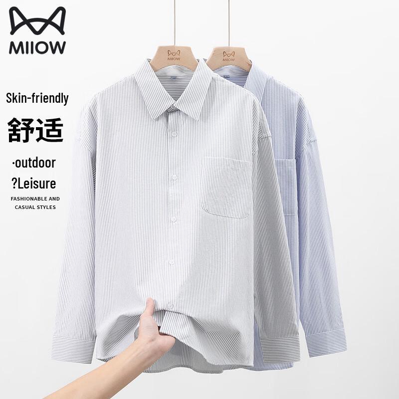 MiiOW Men's Striped Long-Sleeve Casual Shirt