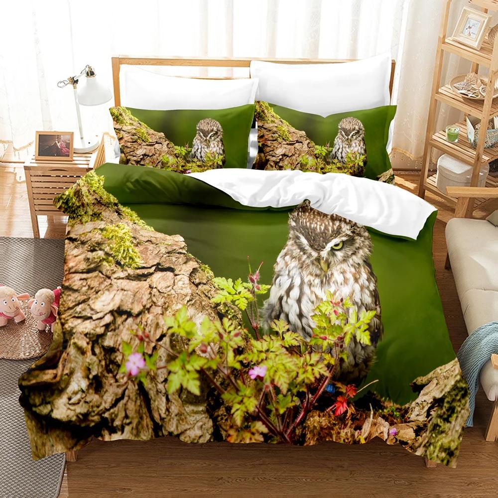 Comforter 3D Bedding Set For Kids Owl Eagle Birdtwin Full Queen King Winter Bedclothes Home Textile King Size