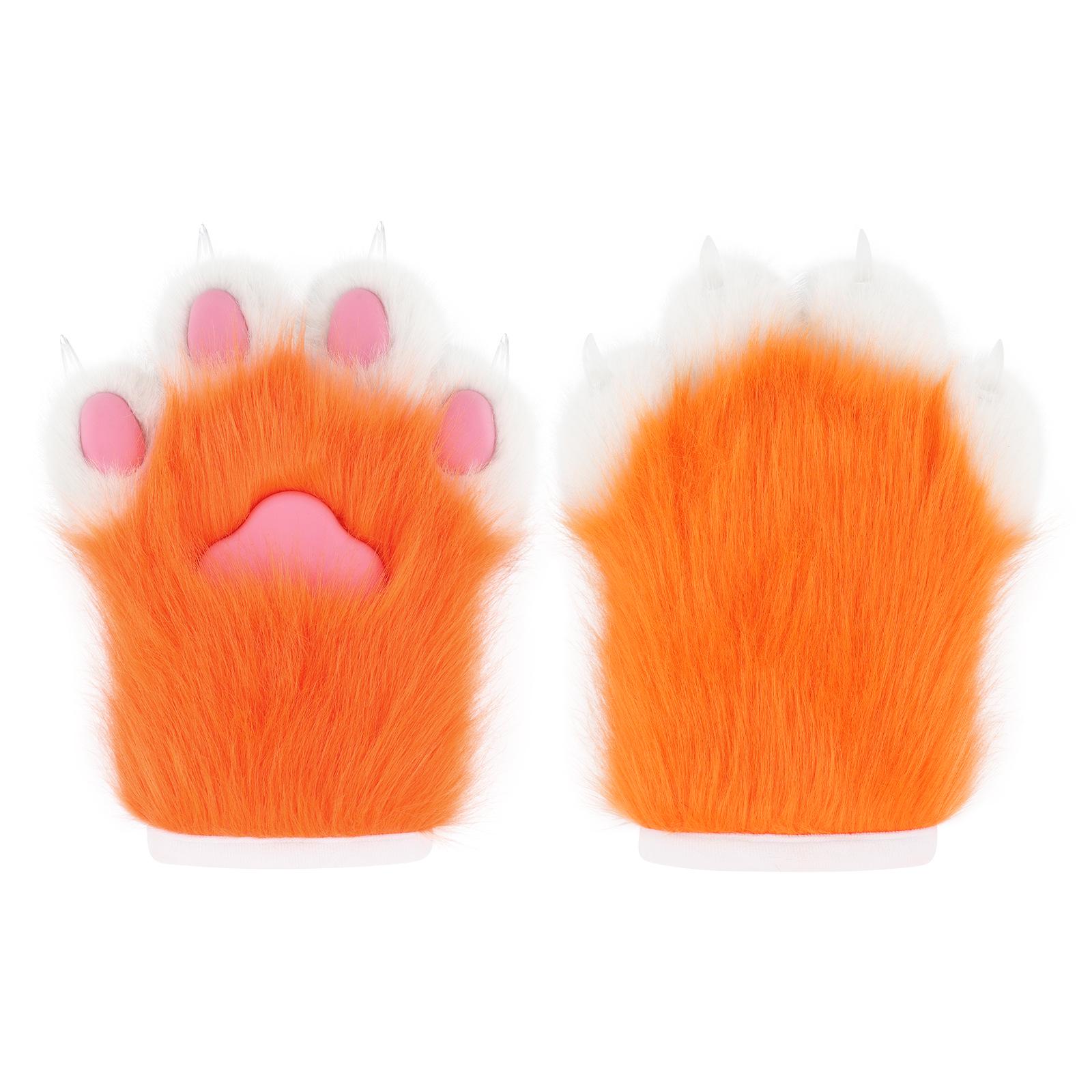 

Fox Plush Meow Meow Paws: Fursuit Accessories, Cosplay Gloves with Drip Glue Nails