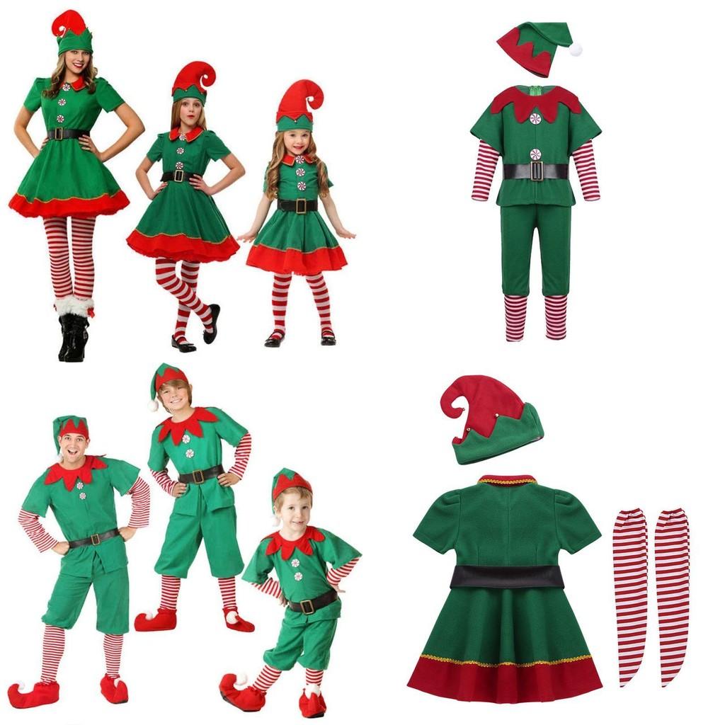 Festive Green Elf Santa Claus Costume For Adults And Kids Perfect For Family Christmas Celebrations