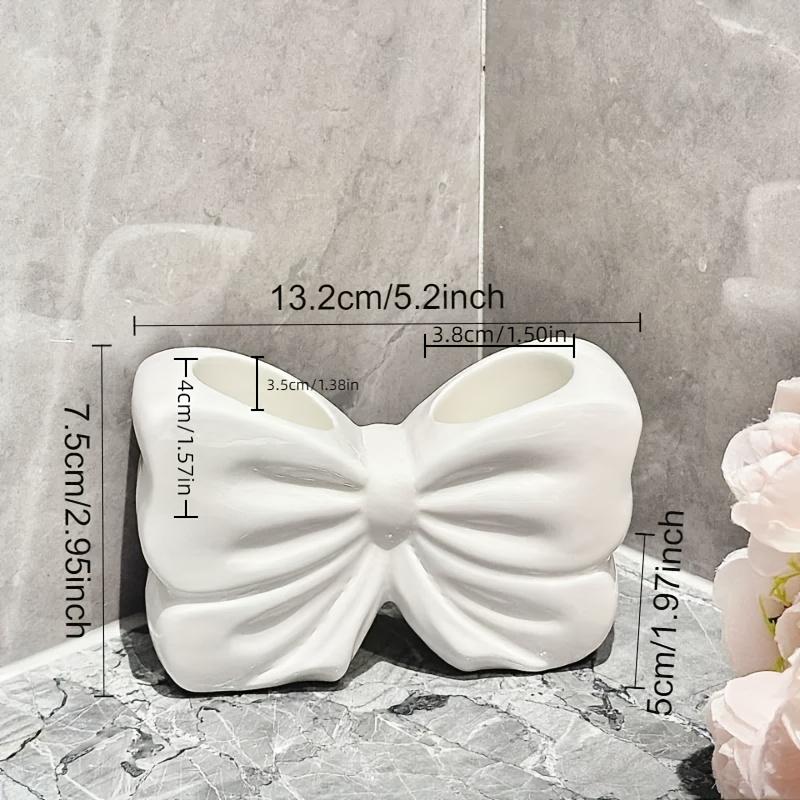 Charming Bow Ceramic Toothbrush Holder - Portable, Drill-free Bathroom Storage for Toothbrushes and Toothpaste