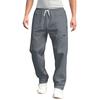 Men's Classic Outdoor Loose Casual Multi-pocket Work Pants, Youth Stretch Waist Straight Pants