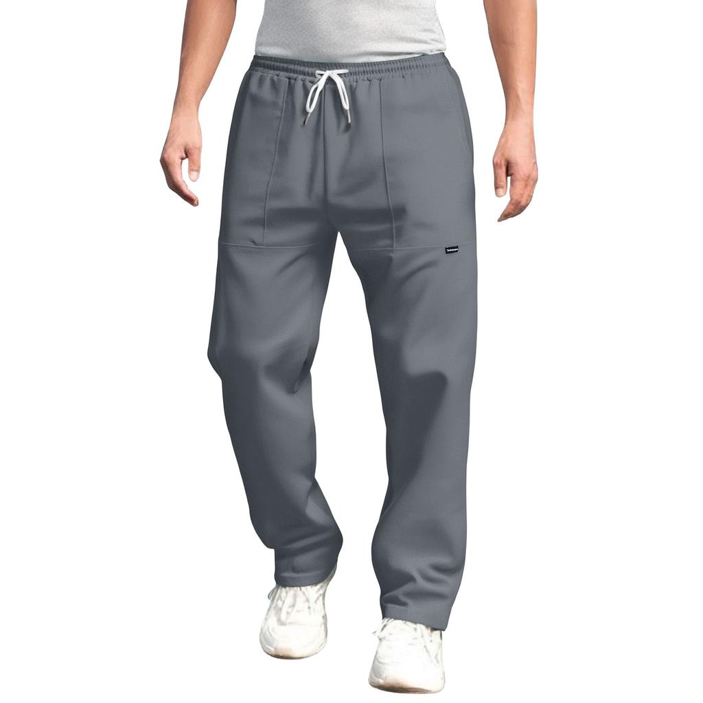 Men's Classic Outdoor Loose Casual Multi-pocket Work Pants, Youth Stretch Waist Straight Pants