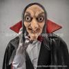 Halloween long-haired ghost face mask, scary witch mask, latex headgear with hat, party performance prop