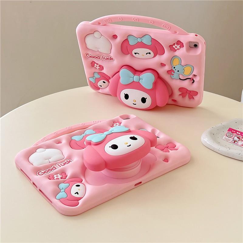 Silicone Case IPad 10 10.2 Inch With Kickstand Wrist Strap Cute Melody Cartoon Design Shockproof Anti-Scratch Soft Shell