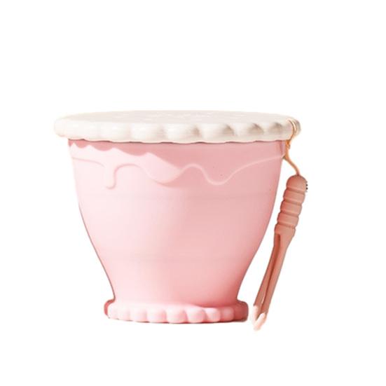 Collapsible Travel Cup with Lid Cookie Design Silicone Folding Cup Portable Reusable Drinking Cup for Camping Hiking Picnics