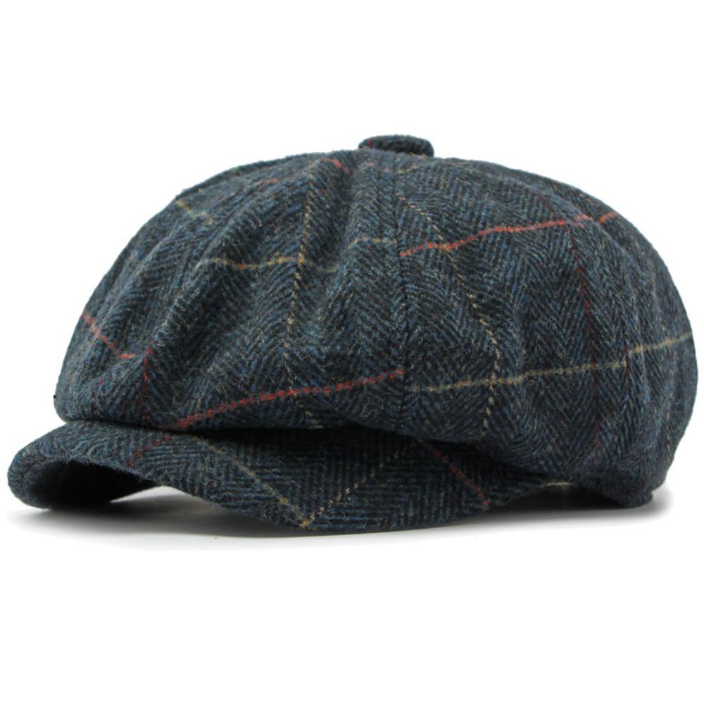 HT4834 Berets for Men Women Vintage Striped Wool Beret Hat Male Female Octagonal Beret Cap Adjustable Spring Autumn Ivy Flat Cap