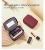 Genuine Leather Lipstick Bag with Mirror - Mini Makeup Pouch, Coin Purse, & Earphone Holder for Women.