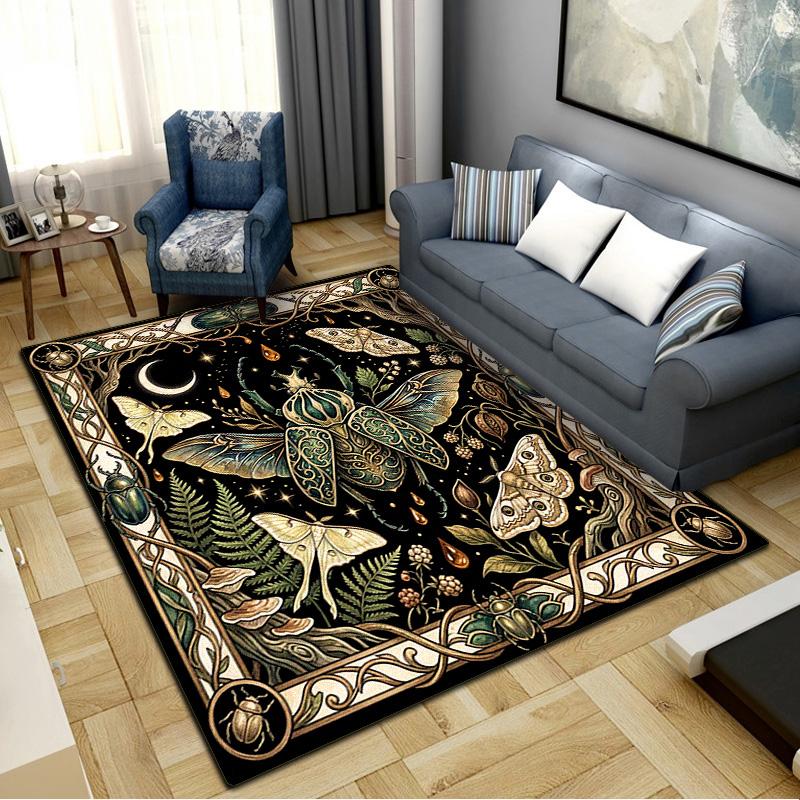 Butterfly Chicken Vintage Art Carpet Rug for Living Room Bedroom Home Sofa Decoration, Kids Play Non-slip Floor Mat