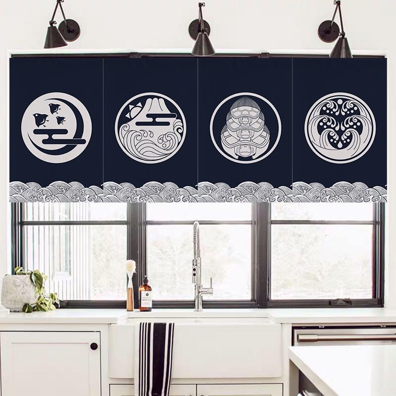 Japanese Tea Room Partition Pennant Kitchen Door Head Curtain Teahouse Hanging Short Curtain Sushi Restaurant Pub Bar Decor