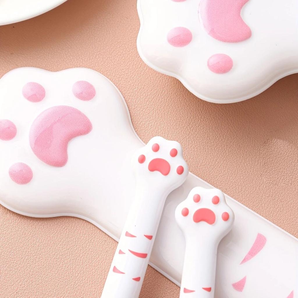 2Pcs/set Cat Claw Portable Stainless Steel Spoon and Fork Student Tourism Tableware Cute Stainless Steel Spoon