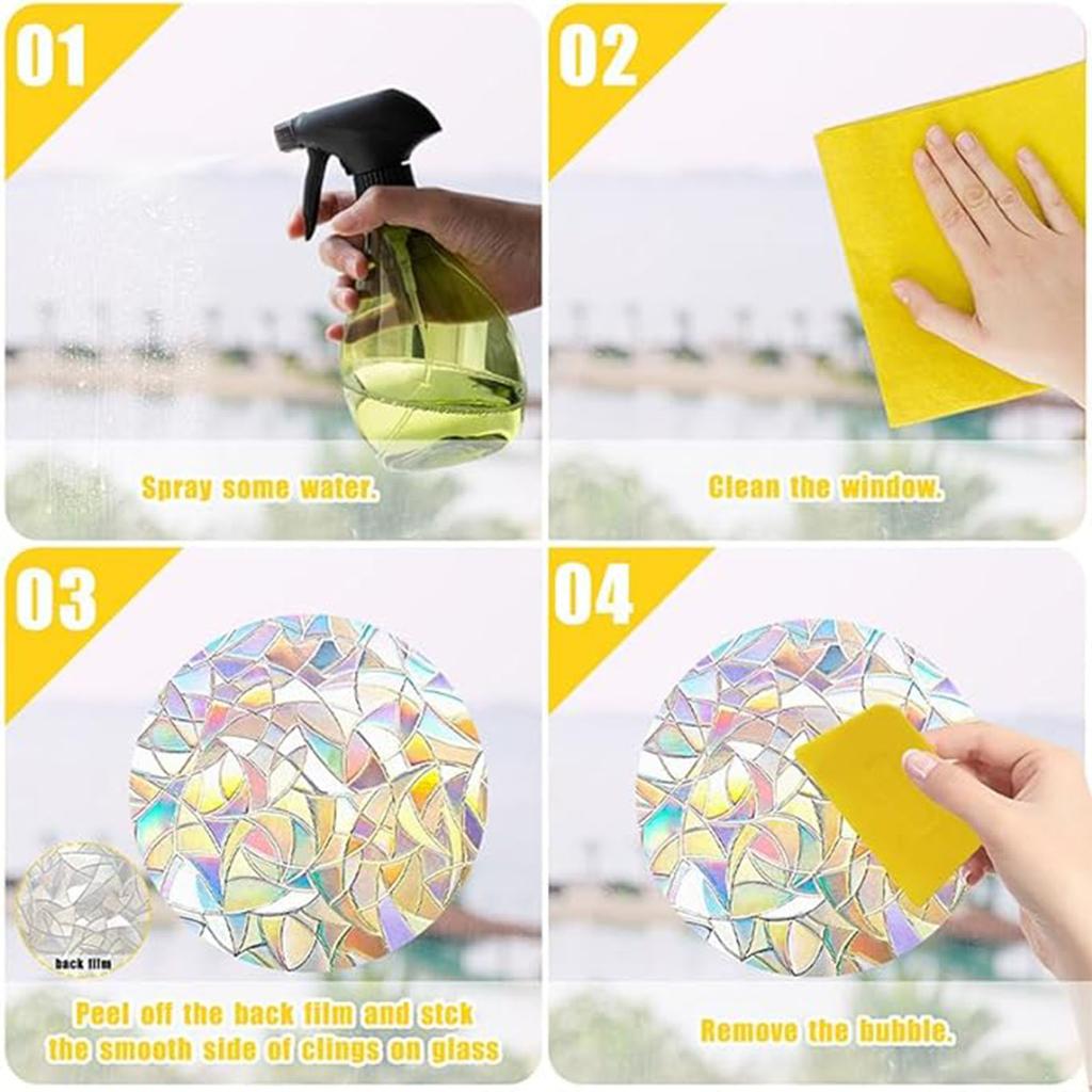 Anti-Collision Circular Window Stickers  Reusable Rainbow Window Clings Stop Birds from Hitting Windows