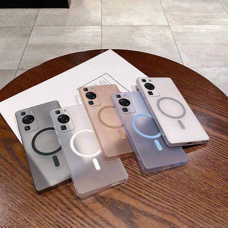 For Magsafe Case For Huawei P60 Pro P60Pro Magnetic Wireless Charge Matte Hard Back Cover Phone Case
