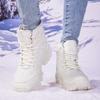 Women Snow Boots High-top Outdoor Sports Shoes Plush Warm Cotton Shoes Anti-slip Walking Casual Shoes Thick Soled Wear-resistant