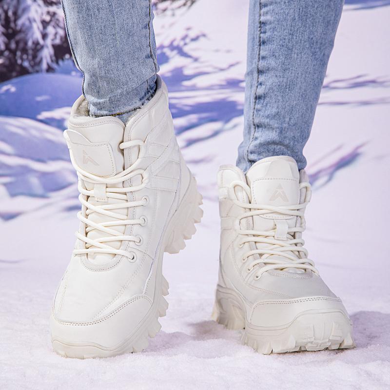 Women Snow Boots High-top Outdoor Sports Shoes Plush Warm Cotton Shoes Anti-slip Walking Casual Shoes Thick Soled Wear-resistant