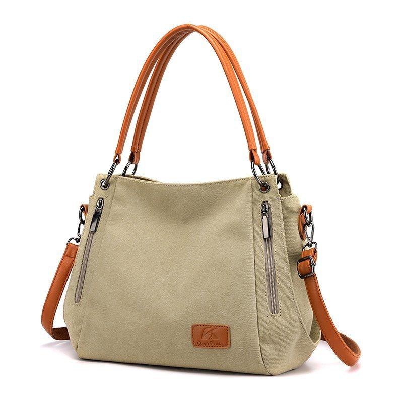 New Women Bag Canvas Shoulder Bag Fashion Solid Color Crossbody Bag Large Capacity Trendy Casual Lightweight Tote Bag