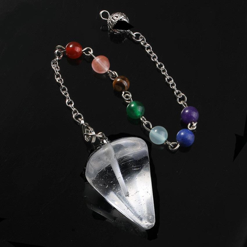 Natural Crystal Stone Bullet Pendulum Healing Crystal Stone Pendant Hang Decorations with Natural Stone 7 Chakra Crystal Beads