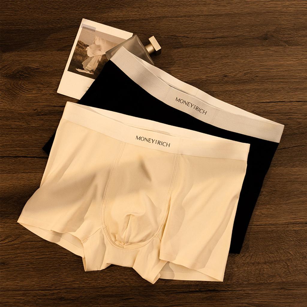 Men's Seamless Boxer Briefs Thin Breathable Underwear Stretch Fabric Soft Waistband Two Pack