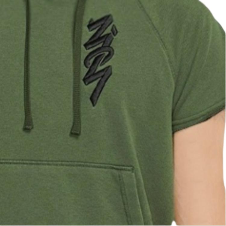 Jordan Embroidered Logo Hoodie Short Sleeve Sweatshirt Men Tops Dark-Green DA9843-335