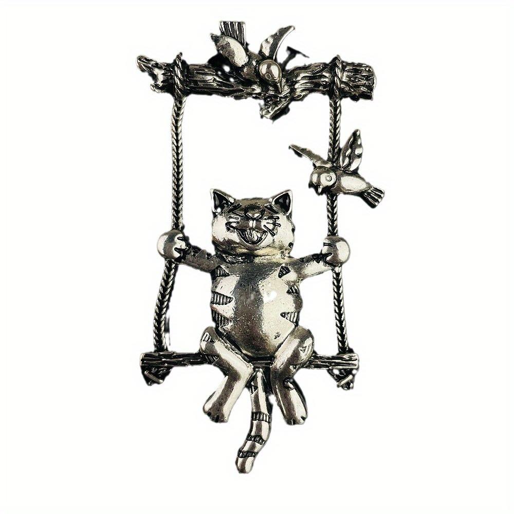 SKEDS Women Men Fashion Creative Exquisite Cute Cat Crystal Pin Lovely Kitten Rhinestone Delicate Kitten Enamel Brooch Badges