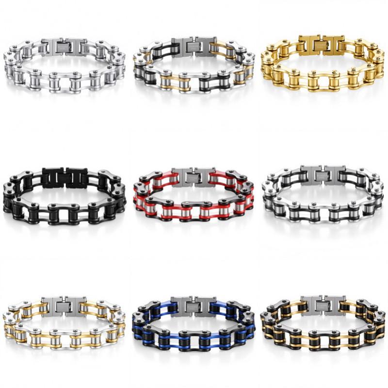 Stainless Steel Chain Bracelet Men Women Cycling Biker Punk Style Adjustable Safety Wristband