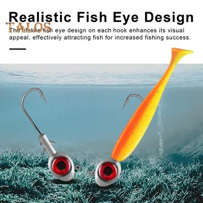 3Pcs 7/10G 3D Eyes Fishhook Heavy Duty Metal Unpainted Barbed Round Head Fishing Hook Freshwater Saltwater Fishing Accessories