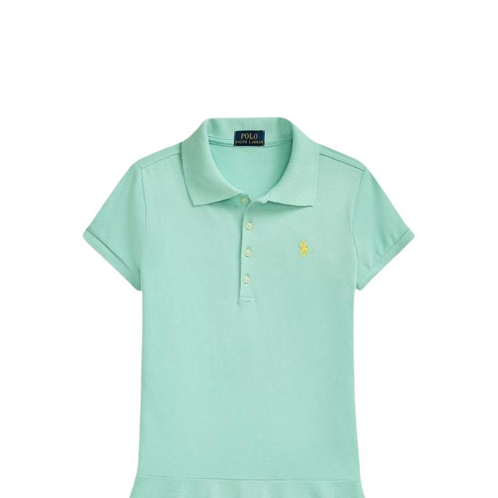 Polo Ralph Lauren Polo Dress Stretch Mesh Polo Short Sleeve Parrot Green Kids dresses CWPODRSG3D21005-300
